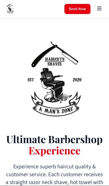 A Man's Zone mobile landing page