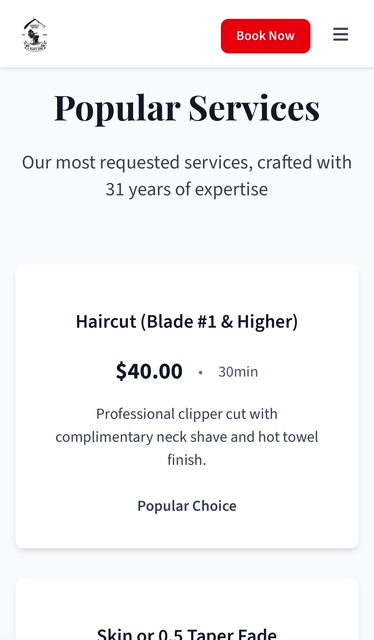 A Man's Zone mobile services page