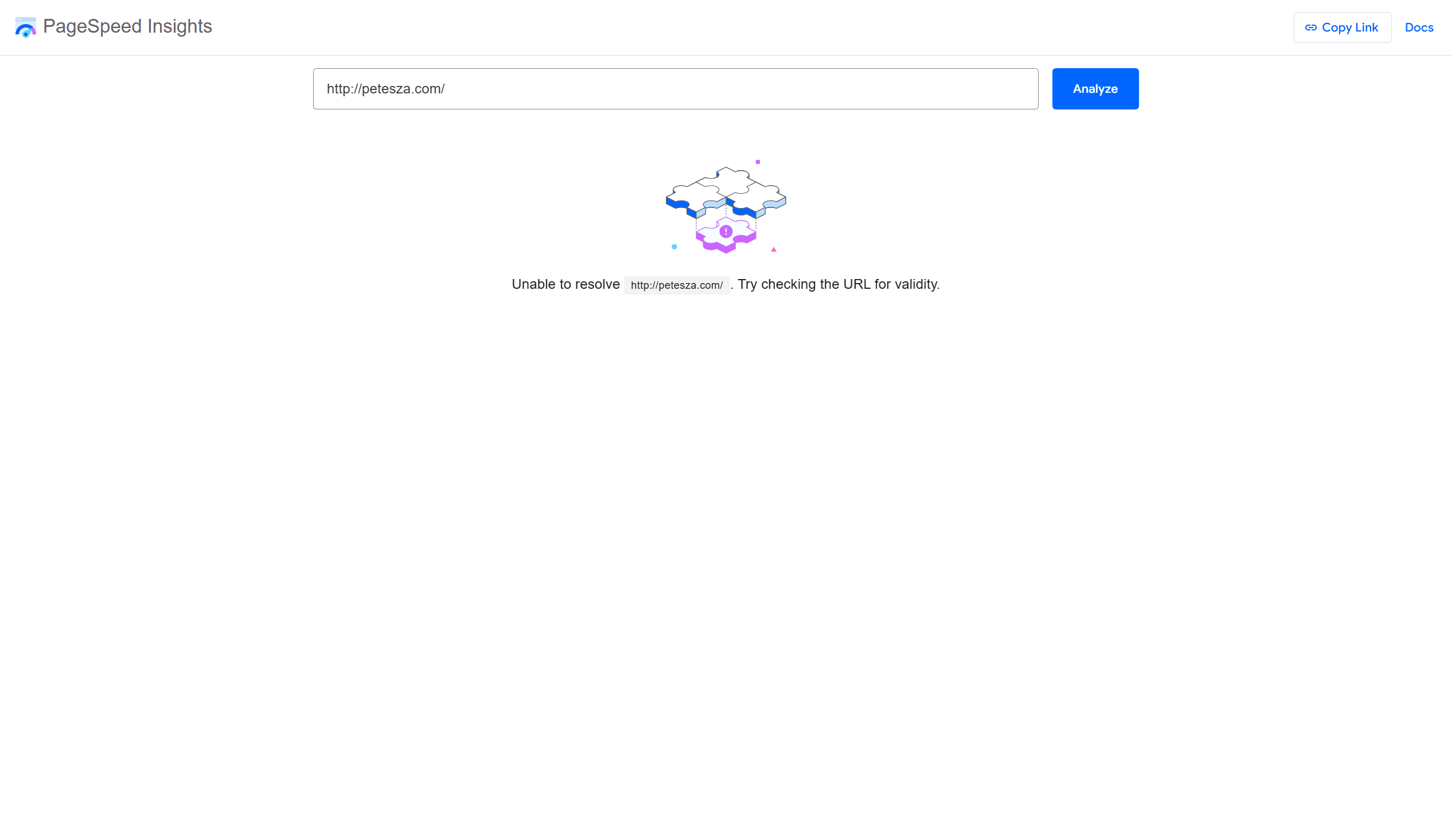 PageSpeed Insights unable to resolve old site