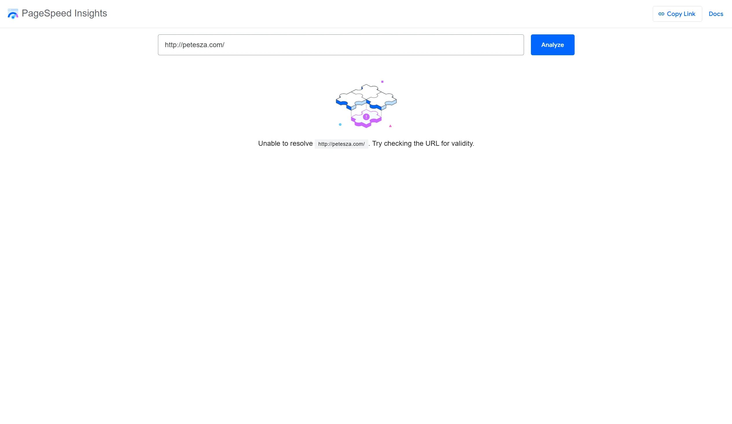 PageSpeed Insights unable to resolve old site